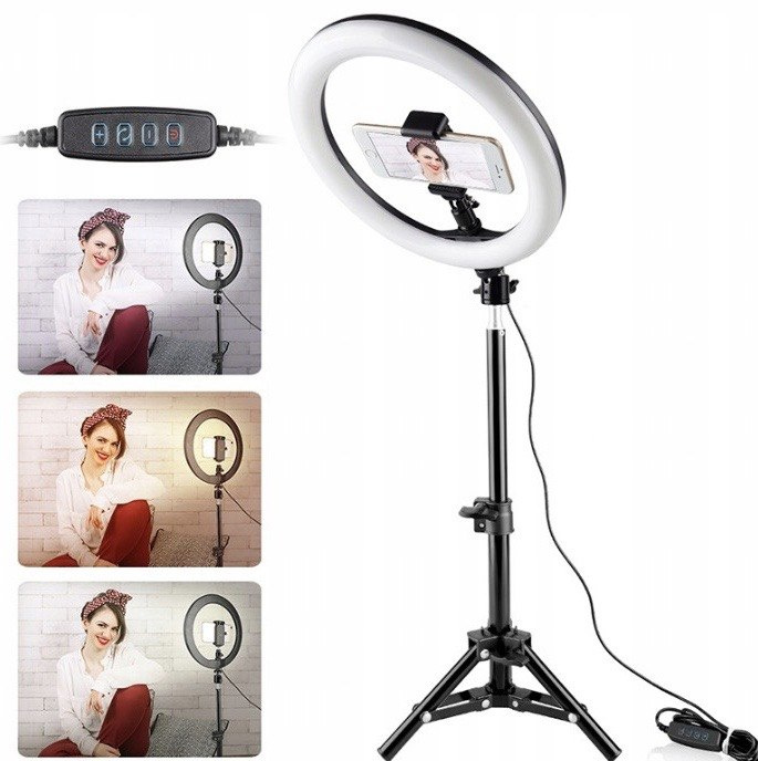 Lampa Pierścieniowa LED 30cm Ring 80W STATYW 220 Pilot Selfie Makijaż
