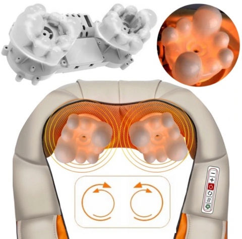 Masażer Karku Shiatsu do Pleców Ciała Szyi Podgrzewany Mocny i Wytrzymały