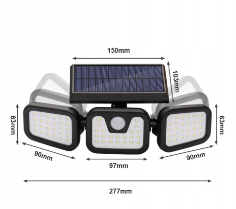 Lampa Solarna 5w1 z Czujnikiem Ruchu Zewnętrzna Zmierzchu LED 74W