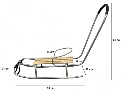 Sanki z oparciem dla dziecka drewniane Metalowe + Pchacz WD