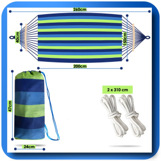 Hamak Ogrodowy 2-osobowy XXL 260x150 Turystyczny z Drążkiem Huśtawka Fotel Duży i Mocny Wiszący