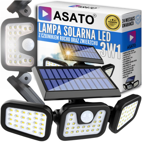 Lampa Solarna 5w1 z Czujnikiem Ruchu Zewnętrzna Zmierzchu LED 74W