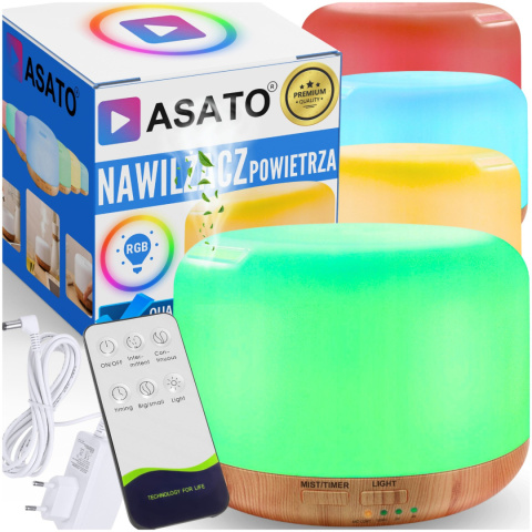 Nawilżacz Powietrza Dyfuzor Aromaterapia + Lampka Nocna RGB Jonizator Zapachowy Oczyszczacz