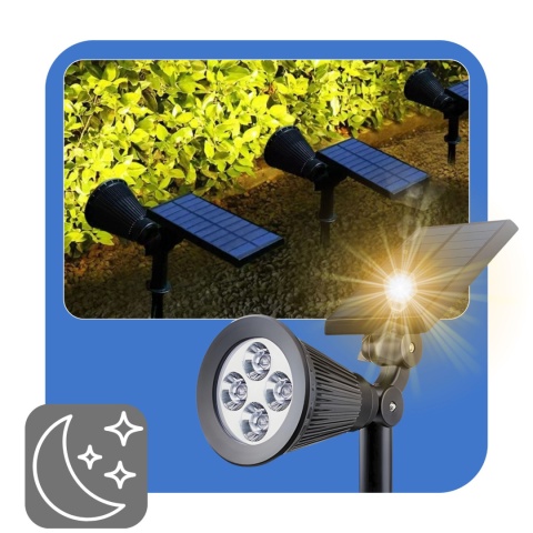 Solarna Lampa Ogrodowa 2w1 LED Wbijana w Ziemię Mocowanie na Ścianę z Regulacją 1200 mAh
