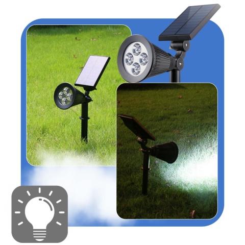 Solarna Lampa Ogrodowa 2w1 LED Wbijana w Ziemię Mocowanie na Ścianę z Regulacją 1200 mAh