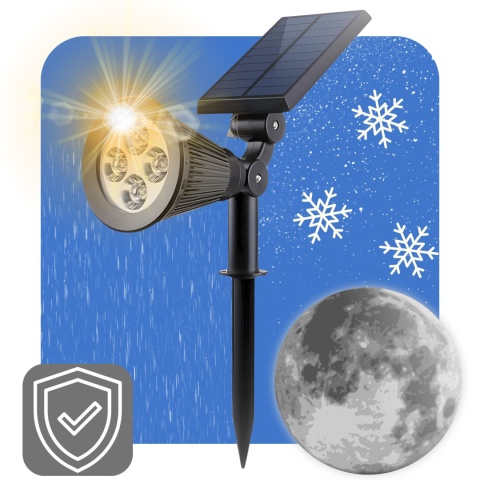 Solarna Lampa Ogrodowa 2w1 LED Wbijana w Ziemię Mocowanie na Ścianę z Regulacją 1200 mAh