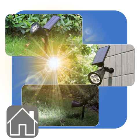 Solarna Lampa Ogrodowa 2w1 LED Wbijana w Ziemię Mocowanie na Ścianę z Regulacją 1200 mAh