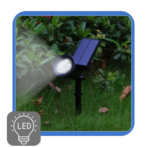 Solarna Lampa Ogrodowa 2w1 LED Wbijana w Ziemię Mocowanie na Ścianę z Regulacją 1200 mAh