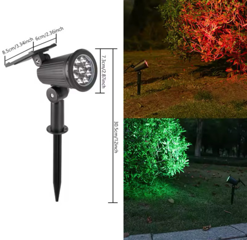 Solarna Lampa Ogrodowa RGB 2w1 LED Wbijana w Ziemię Mocowanie na Ścianę z Regulacją 1500 mAh