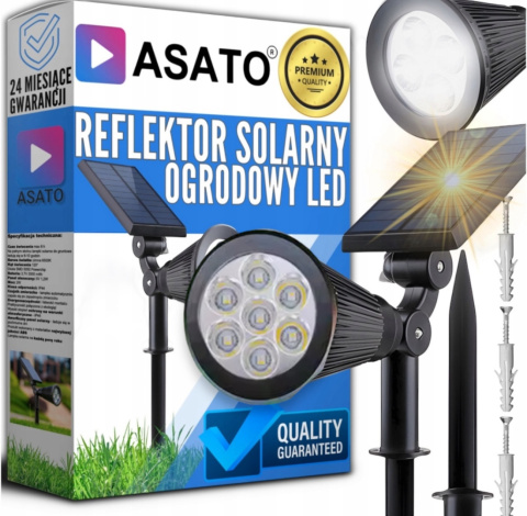 Solarna Lampa Ogrodowa RGB 2w1 LED Wbijana w Ziemię Mocowanie na Ścianę z Regulacją 1500 mAh