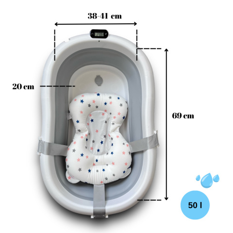 Wanienka Miska Składana dla Dziecka z Termometrem LCD i Poduszka Turystyczna Silikonowa