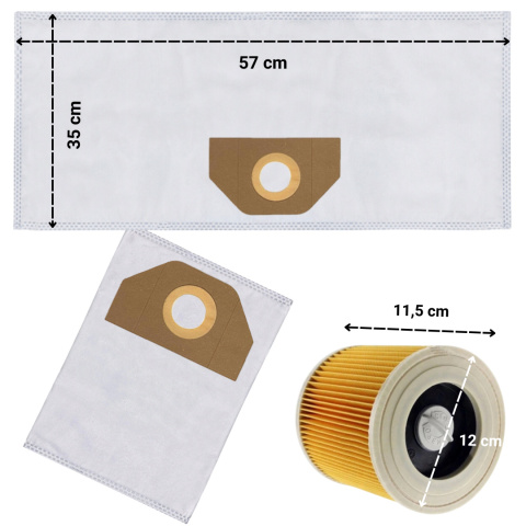 10x Worki i Filtr do Odkurzacza Karcher WD3 SE4001 WD2 PLUS KWD3 V-17 V15 V12