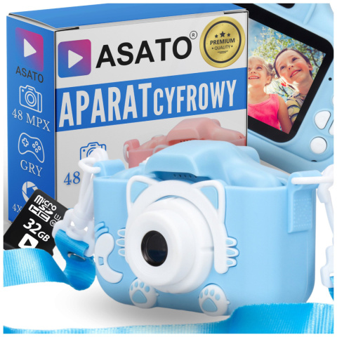 Aparat Cyfrowy dla Dzieci Kamera X5 HD + Karta 32GB SD KOTEK Wideo Fotograficzny