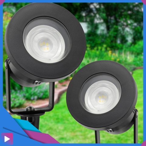 Reflektor Ogrodowy Lampa ogrodowa Wbijana Zestaw 2 sztuk + żarówki Szczelny Korpus Reflektor Ogrodowy Lampa ogrodowa Wbijana Zestaw 2 sztuk + żarówki Szczelny Korpus