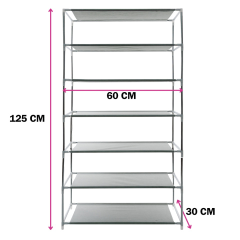 Szafka na Buty Tekstylna Stojąca z 7 Półkami Materiałowa do Garderoby Nowoczesna