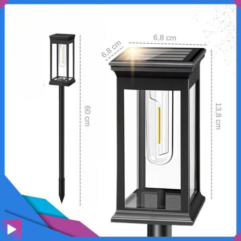 2x Lampa Solarna Ogrodowa Wbijana ASATO® - Czujnik Zmierzchu - Bateria 500 mAh - 60cm Wysoka 2x Lampa Solarna Ogrodowa Wbijana ASATO® - Czujnik Zmierzchu - Bateria 500 mAh - 60cm Wysoka