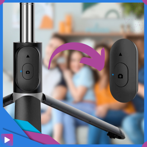 Kijek do Selfie Stick z Lampą LED Statyw Tripod + Pilot Bluetooth Kijek do Selfie Stick z Lampą LED Statyw Tripod + Pilot Bluetooth