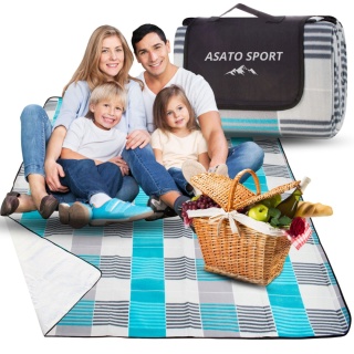 Koc Mata Piknikowa Plażowa Wodoodporna ASATO® - Duża 200x200cm - Izolacja Aluminiowa - Składany Premium
