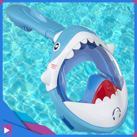 Maska do Nurkowania dla Dzieci Shark – Pełnotwarzowa Maska Rekin z Rurką ASATO®