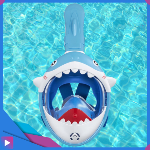 Maska do Nurkowania dla Dzieci Shark – Pełnotwarzowa Maska Rekin z Rurką ASATO®