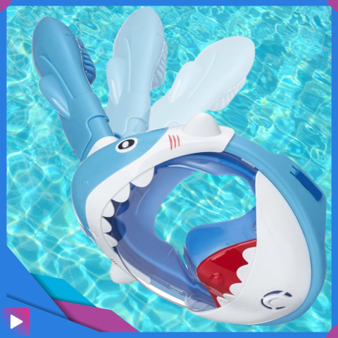 Maska do Nurkowania dla Dzieci Shark – Pełnotwarzowa Maska Rekin z Rurką ASATO®