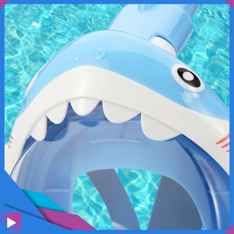 Maska do Nurkowania dla Dzieci Shark – Pełnotwarzowa Maska Rekin z Rurką ASATO®