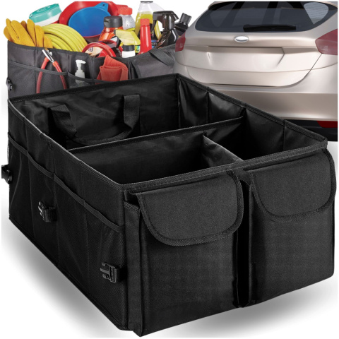 Torba Organizer Do Bagażnika do Samochodu ASATO® - 3 Przegrody Usztywniane - Składany - 54x38x25,5cm Torba Organizer Do Bagażnika do Samochodu ASATO® - 3 Przegrody Usztywniane - Składany - 54x38x25,5cm