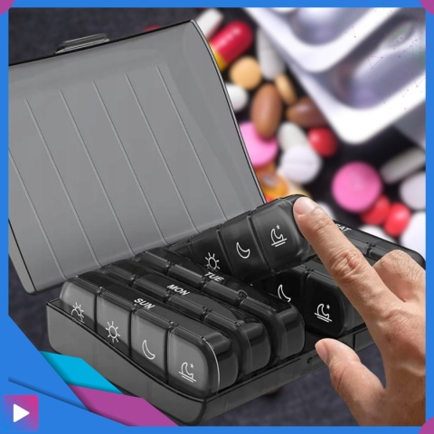 Organizer na Leki Tygodniowy Pojemnik na Tabletki Rano i Wieczór ASATO® Organizer na Leki Tygodniowy Pojemnik na Tabletki Rano i Wieczór ASATO®