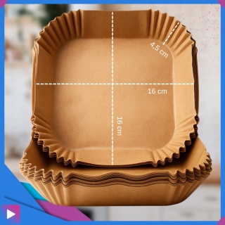 Wkładki Pergaminowe do Air Fryera 16x16x4 cm 50 szt. Jednorazowe Foremki Papierowe do Frytkownicy Beztłuszczowej ASATO®
