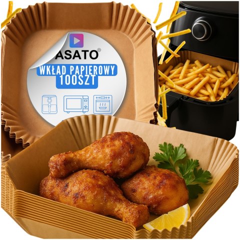 Wkładki Pergaminowe do Air Fryera 20x20x4 cm 100 szt. Foremki Papierowe do Frytkownicy Beztłuszczowej ASATO® Wkładki Pergaminowe do Air Fryera 20x20x4 cm 100 szt. Foremki Papierowe do Frytkownicy Beztłuszczowej ASATO®