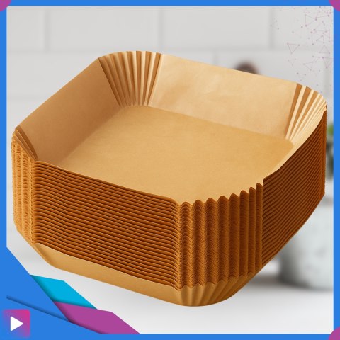 Wkładki Pergaminowe do Air Fryera 20x20x4 cm 100 szt. Foremki Papierowe do Frytkownicy Beztłuszczowej ASATO® Wkładki Pergaminowe do Air Fryera 20x20x4 cm 100 szt. Foremki Papierowe do Frytkownicy Beztłuszczowej ASATO®