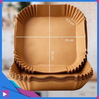 Wkładki Pergaminowe do Air Fryera 20x20x4 cm 100 szt. Foremki Papierowe do Frytkownicy Beztłuszczowej ASATO®