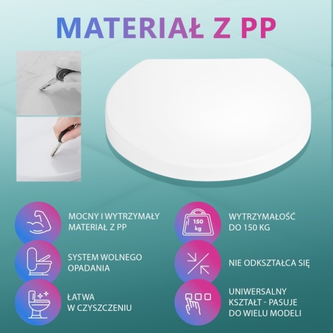 Deska Sedesowa Wolnoopadająca 0041-1 WC Twarda Wypinana Uniwersalna Mocna Klozetowa