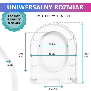 Deska Sedesowa Wolnoopadająca 0041-2 WC Twarda Wypinana Uniwersalna Mocna Klozetowa