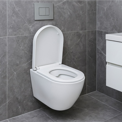 Deska Sedesowa Wolnoopadająca 113 ASATO® Biała Duroplast Antybakteryjna - Uniwersalna 46x36,5cm