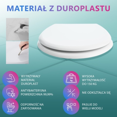 Deska Sedesowa Wolnoopadająca 148 Duroplast Uniwersalna Klapa WC Twarda