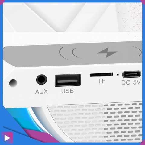 Głośnik Bluetooth Bezprzewodowy Lampa LED RGB Ładowarka QI Zegar Budzik Radio FM ASATO®