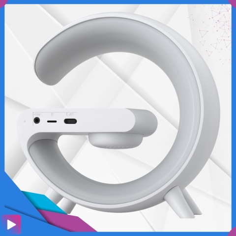 Głośnik Bluetooth Bezprzewodowy Lampa LED RGB Ładowarka QI Zegar Budzik Radio FM ASATO®