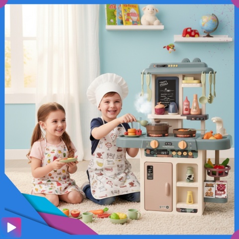 Kuchnia Dla Dzieci Interaktywna Efekty Para Kran 42 Elementy Zestaw Edukacyjny ASATO®
