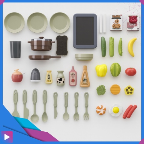 Kuchnia Dla Dzieci Interaktywna Efekty Para Kran 42 Elementy Zestaw Edukacyjny ASATO®