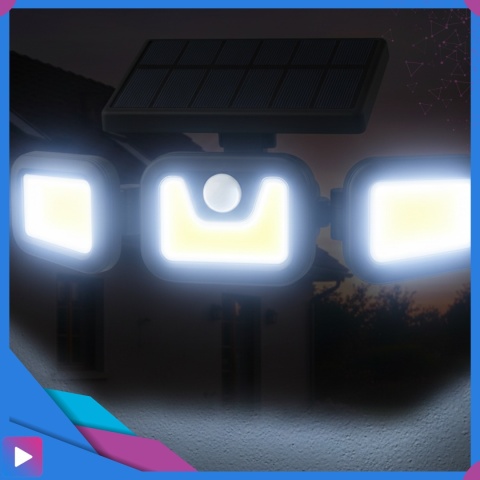 Lampa Solarna 3w1 171 LED Czujnik Ruchu IP44 Panel na Kablu Pilot Zewnętrzna ASATO®