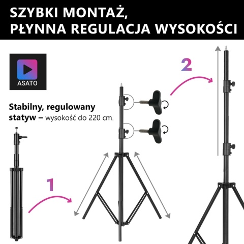 Lampa pierścieniowa LED 80W ze statywem 220 cm do telefonu LED Kosmetyczna