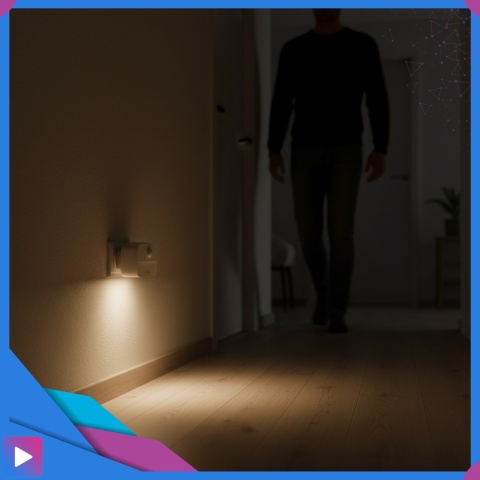 Lampka Nocna LED do Kontaktu z Czujnikiem Ruchu Ciepła Barwa Regulacja Jasności ASATO®