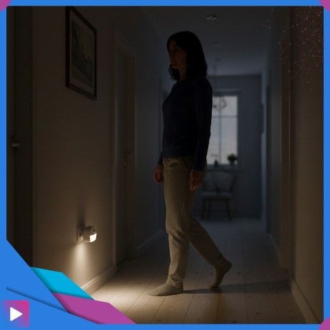 Lampka Nocna LED do Kontaktu z Czujnikiem Ruchu Ciepła Barwa Regulacja Jasności ASATO®