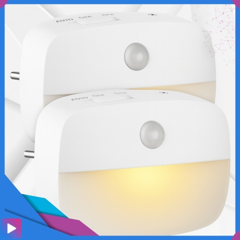 Lampka Nocna LED do Kontaktu z Czujnikiem Ruchu Ciepła Barwa Regulacja Jasności ASATO®