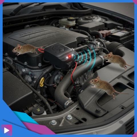 Samochodowy Odstraszacz Gryzoni Kuny Ultradźwiękowy Auto Buzzer LED z Błyskiem 12V ASATO®