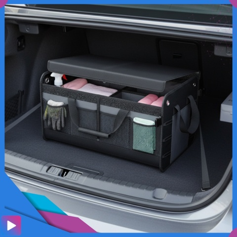 Organizer do Bagażnika Samochodu PREMIUM Składany XL Antypoślizgowy Wzmocniony z Klapą ASATO®