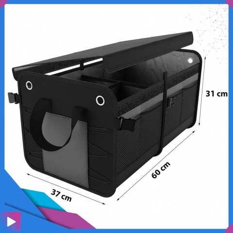 Organizer do Bagażnika Samochodu PREMIUM Składany XL Antypoślizgowy Wzmocniony z Klapą ASATO®