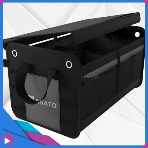 Organizer do Bagażnika Samochodu PREMIUM Składany XL Antypoślizgowy Wzmocniony z Klapą ASATO®