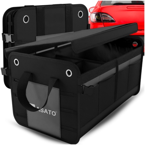 Organizer do Bagażnika Samochodu PREMIUM Składany XL Antypoślizgowy Wzmocniony z Klapą ASATO®